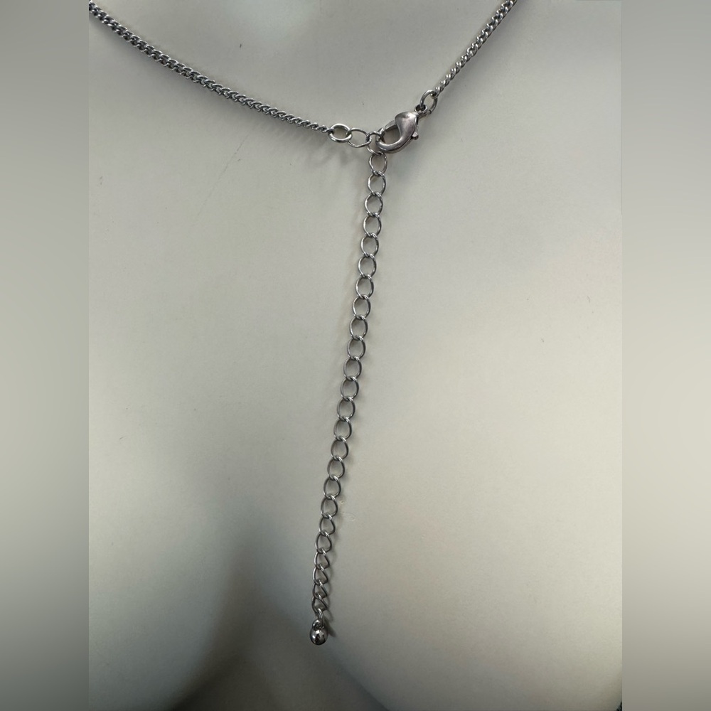 Buckle Art Deco Fringe Pendant Necklace Gold Silver Tone Geometric Statement - Picture 8 of 8